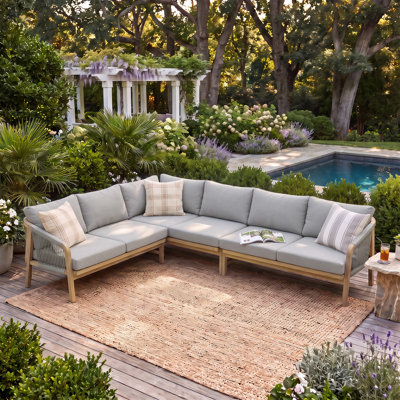 6-Seat Acacia Wood Outdoor Seating Set