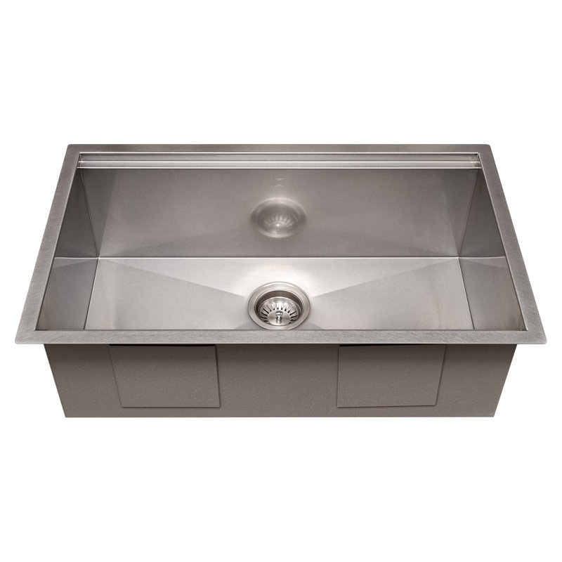 ZLINE 30" Garmisch Undermount Single Bowl Fingerprint Resistant Stainless Steel Kitchen Sink with Bottom Grid and Accessories