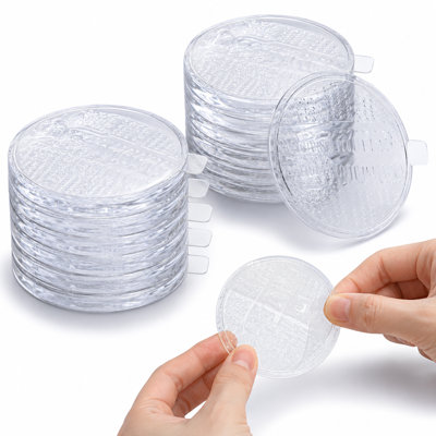 12 Pcs Clear Self-Adhesive Non-Slip Furniture Pads - 1.57" Round Heavy-Duty Tire-Grooved Couch Stoppers for Hardwood Floors, Invisible Washable PU Furniture Grippers for Beds, Speakers and Appliances