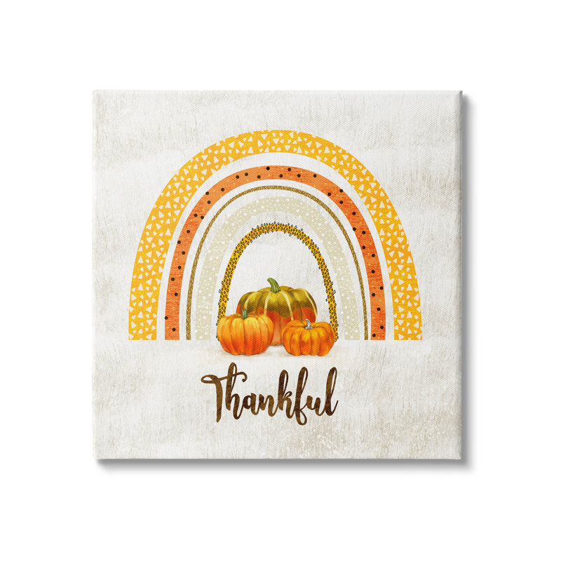 «Thankful Text Orange Autumn Rainbow Abstract Patterns» par Ziwei Li - impression, Plaque murale