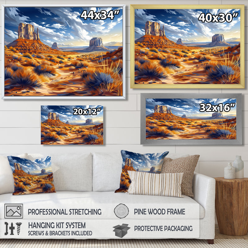 Markiyan - désert, impression d'art mural, Toile avec cadre flottant noir, H 12 po x l 20 po x P 1 po