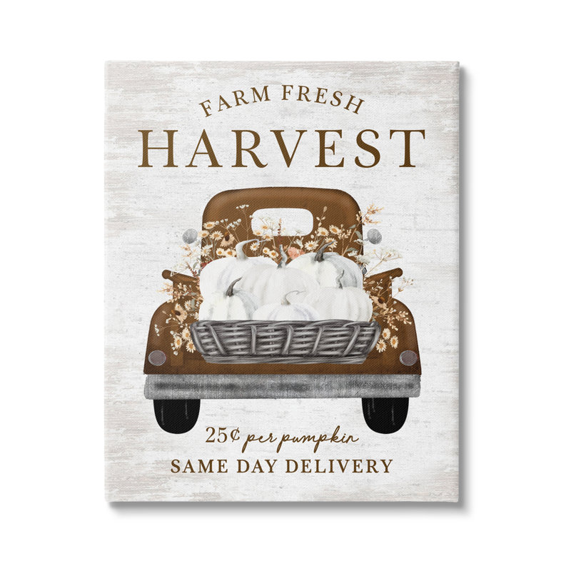 «Farm Pumpkin Harvest» sur toile par impression à lettres et doublée, H 30 po x l 24 po x P 1,5 po