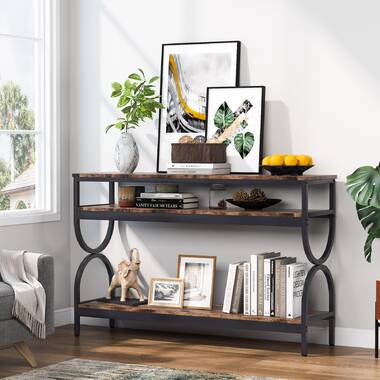 4-Tier Console Table for Hallway Entryway, Rustic Brown