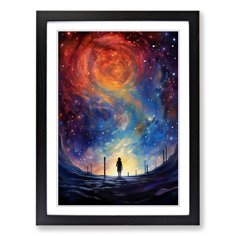 Single Picture Frame Print on Wood, 64cm H x 46cm W, Black Framed