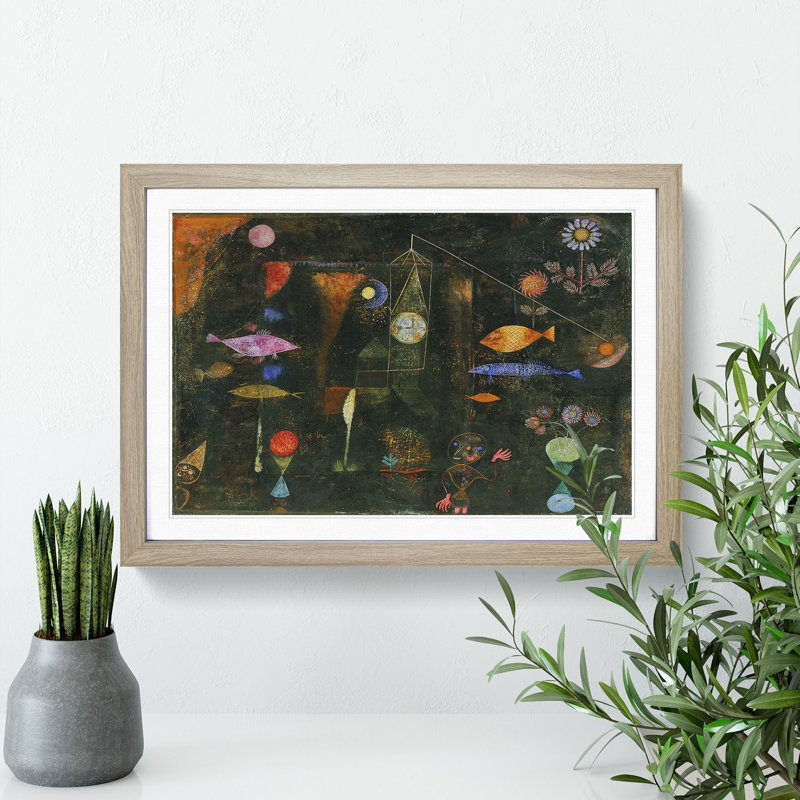 Fish Magic by Paul Klee - Picture Frame Painting, Oak Framed, 48cm H x 65cm W x 2cm D