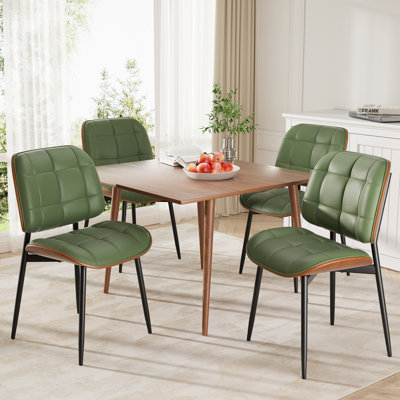 PU Leather Upholstered Dining Chairs With Stitched Detailing And Soft Padding - Perfect Side Chairs For Dining Rooms, Kitchens, And Living Rooms.