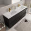 Meuble-lavabo double 72 po de style moderne avec comptoir à surface solide intégré et 2 lavabos, 4 tiroirs à fermeture en douceur-446610760