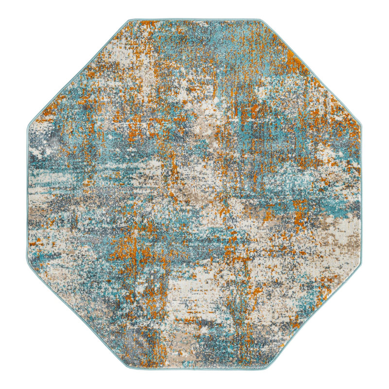 Haefner Abstract Indoor Rug, Octagon 4' x 4'