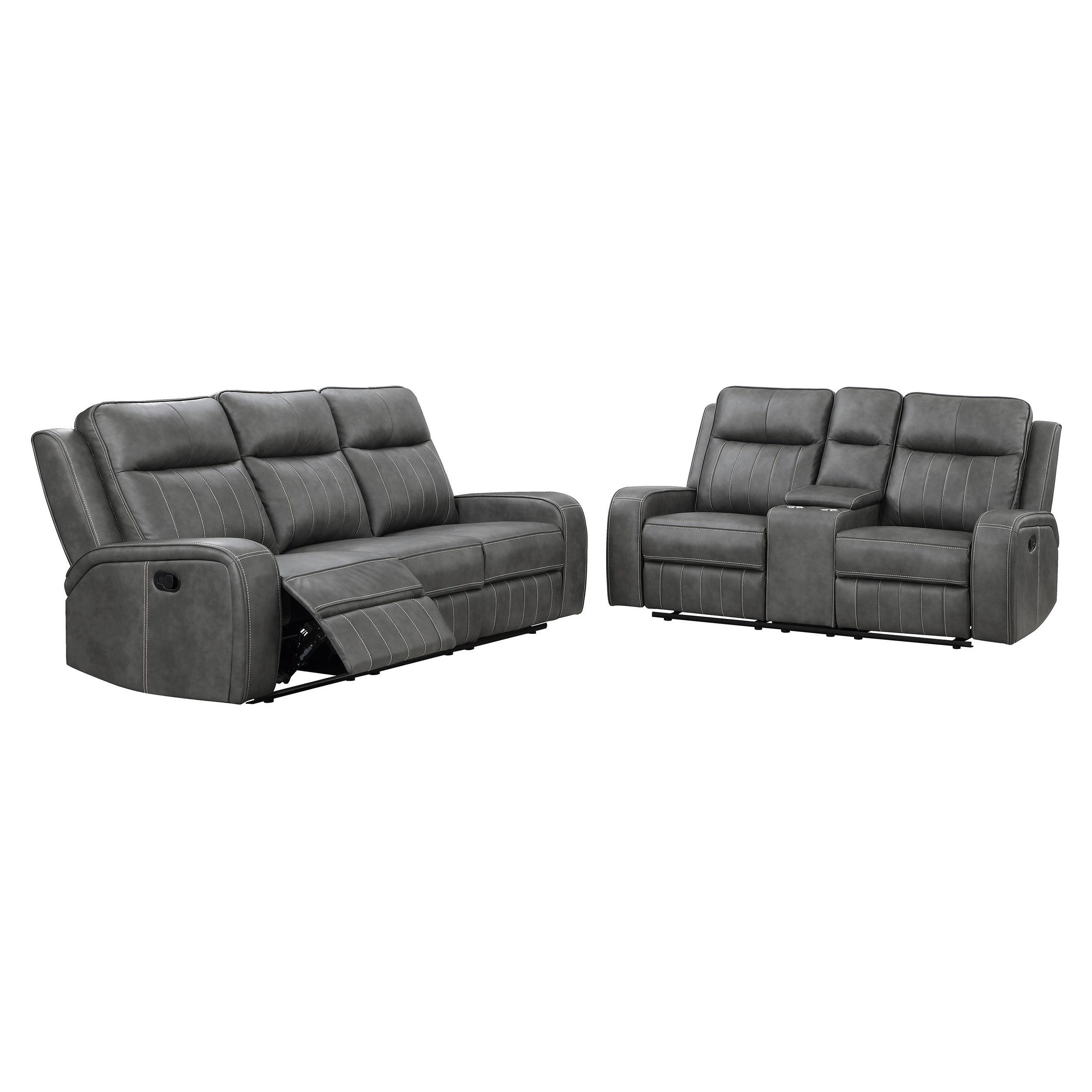 Red Barrel Studio® 2-piece Upholstered Reclining Sofa Set Grey | Wayfair