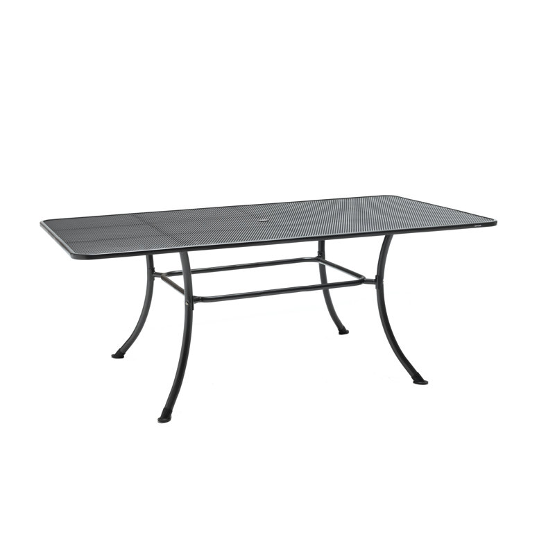 Henley 7-Piece Black Wrought Iron Mesh Outdoor Dining Set