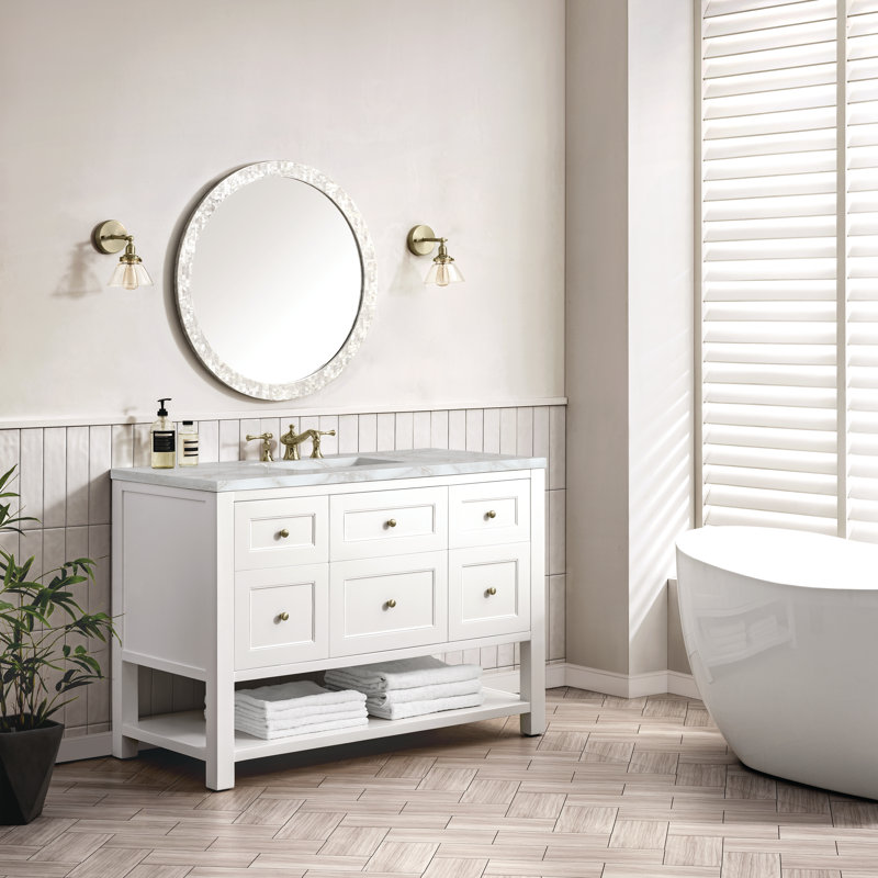 Breckenridge 48'' W Single Vanity, Bright White, Victorian Silver, 8" Widespread