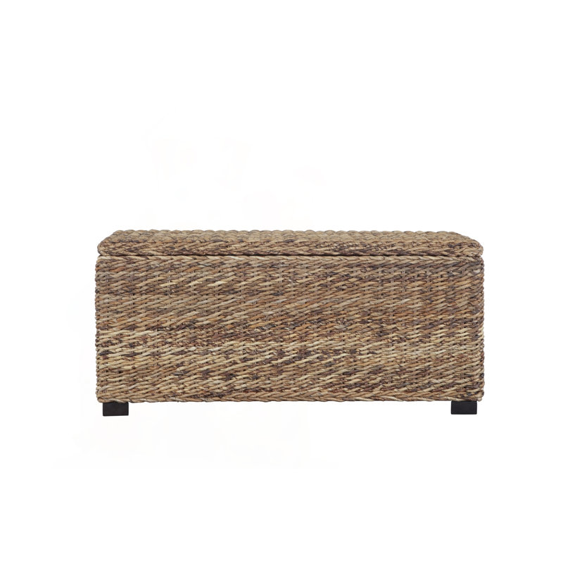 Coffre de rangement en feuille de bananier tissé à la main, 19 " H x 42 " L x 15 " D, Look naturel / rétro