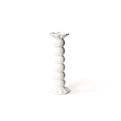 Signature White Large Ruffle Knobbed Candle Holder