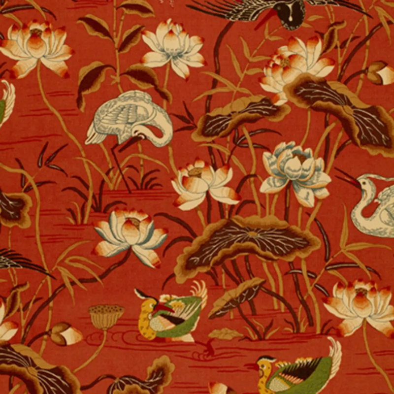 Tissu 100% lin Lotus Garden, Laque
