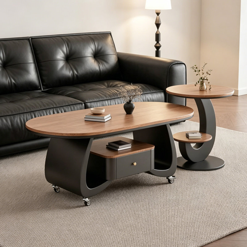 Table basse pour petit appartement avec roues verrouillables, H 17,71 po x L 39,37 po x l 19,68 po