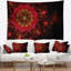Tapisserie abstraite « Fractal Flowers » rouge foncé et vert clair-28482920