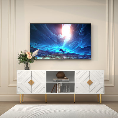 Leala 63" Mid-Century Modern TV Stand with Embossed Pattern by Mercer41