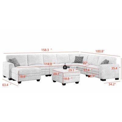 Canapé modulaire réversible en U Keshvi