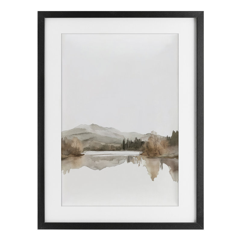 Reproduction encadrée sous verre Muy Soft Flowing Lake, design par Mona Grace, H 20 po x l 14 po, Cadre noir minuit