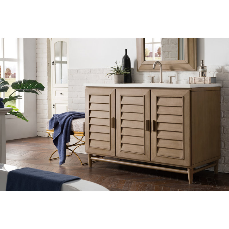 Portland 48'' W Single Vanity, Whitewashed Walnut, Lime Delight, Widespread