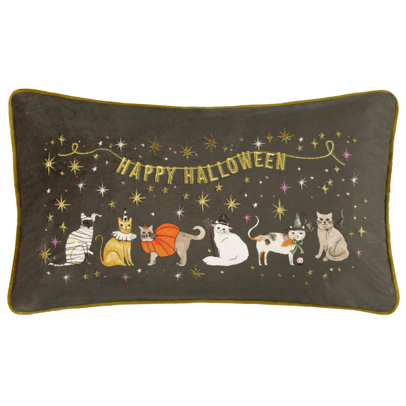 Rectangular Cushion, Polyester Only Cover, Multi Color  Halloween Pawty