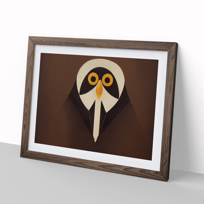 Dazzling Abstract Bird 1 Piece Single Picture Frame Wall Art, 34cm H x 46cm W x 2cm D, Walnut Framed