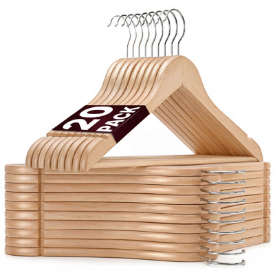 Cintres en bois, cintres robustes en bois naturel avec finition antidérapante et crochets pivotants à 360 ° pour l'organisation du placard