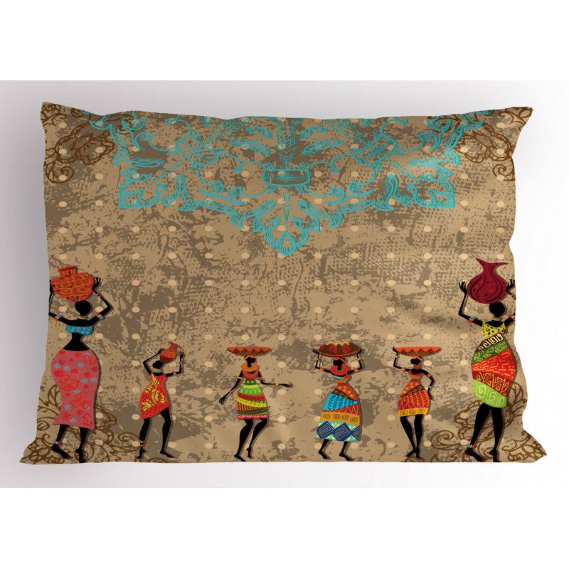 Black/Blue/Orange Polyester Microfiber Piece Sham, King