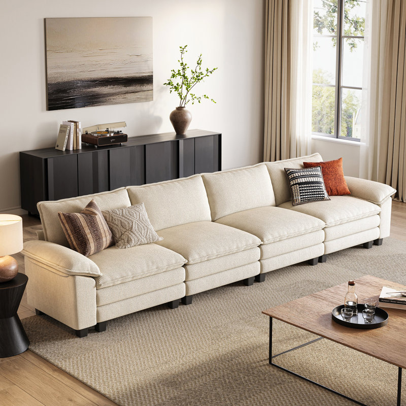 Canapé modulaire rembourré 157,5 po Colbey, Beige, 34.64'' H x 157.48'' W x 34.64'' D