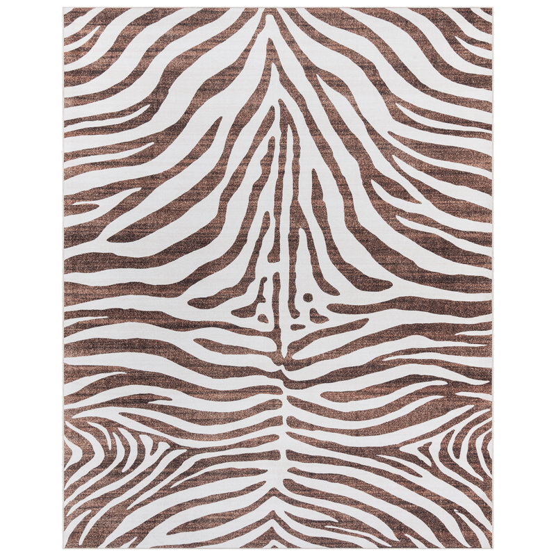 Tapis d'intérieur rayé à motif zèbre Rayna, Rectangle 8 pi 9 po x 13 pi 1 po
