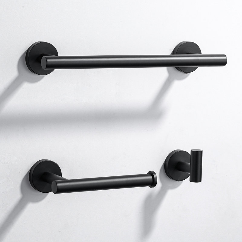 Matte Black Stainless Steel 3-Piece Bathroom Hardware Set