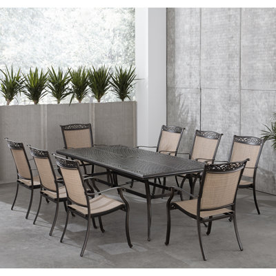 Bucher 8 - Person Patio Dining Set with Rectangular Table , Cushions Included