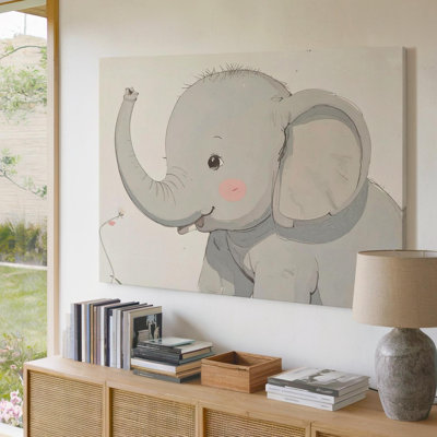 Minimalist Baby Elephant Canvasgentle Nursery Wall Art Canvas Ready To Hang Gallery Wrapped Home Decor Modern Design Premium Quality