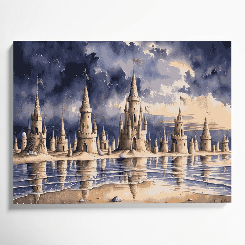 Art mural sur toile Nautical Sandcastles, H 20 po x l 24 po