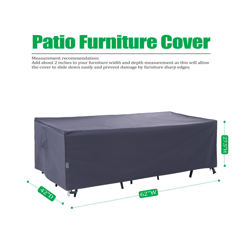Gray Waterproof Outdoor Patio Rectangular Table Cover, 62" Wide