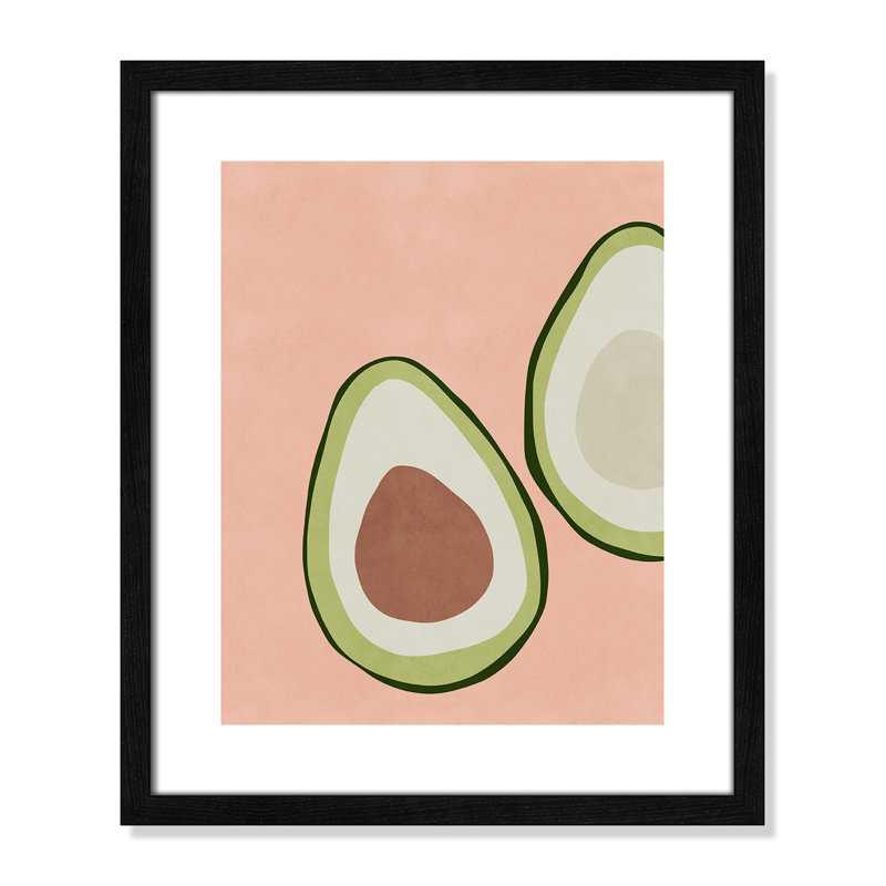 Avocat tranché - reproduction d'art, H 19 po x l 16 po x P 0,75 po, Papier avec cadre à grain de bois noir, Papier