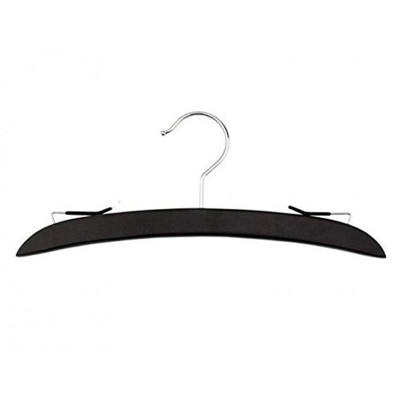 Cintre intime en bois avec quincaillerie chromée en hêtre brut, 14 po, Noir