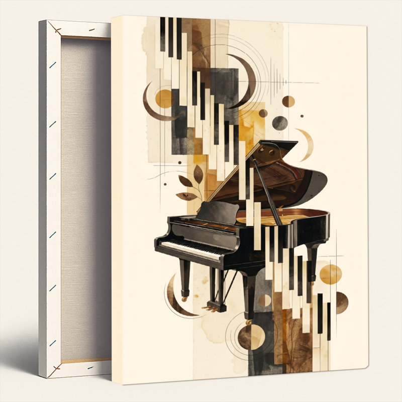 Ensemble de 1 tableau abstrait sur toile représentant un piano, H 48 po x l 36 po, Wrapped Canvas