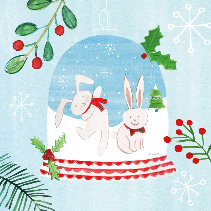 Boule à neige animaux IV - peinture sur toile tendue, H 36 po x l 36 po, Non, Toile avec cadre flottant or