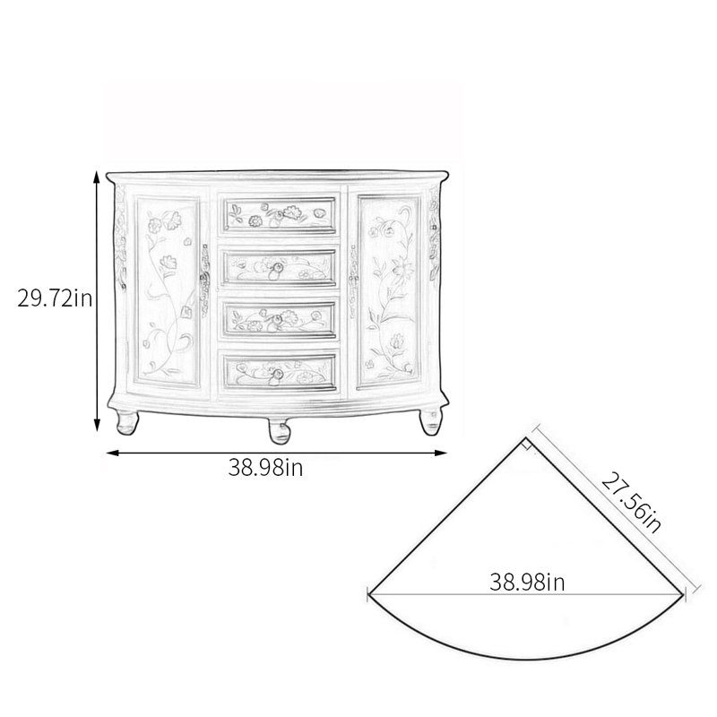 Armoire de coin rustique avec poignées rétro