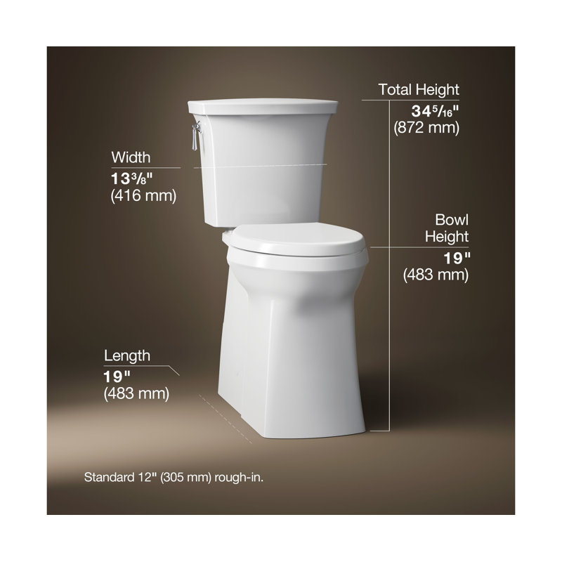 Corbelle Tall Continuousclean Two-Piece Elongated Toilet With Skirted Trapway 1.28 Gpf, White