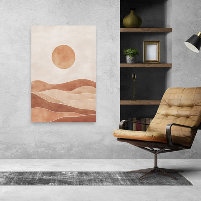 «Warm Desert Sunscape Abstract Minimalist Modern Landscape Nature», reproduction d'art murale