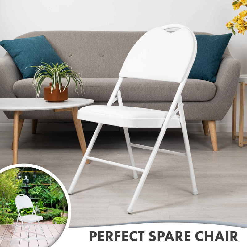 Faux Leather Banquet Folding Chair Folding Chair, White