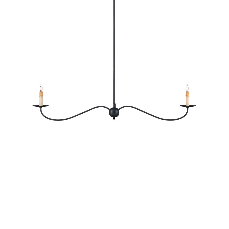Lustre classique à 2 lumières de style bougie avec accents de corde Saxon, Noir Zanzibar