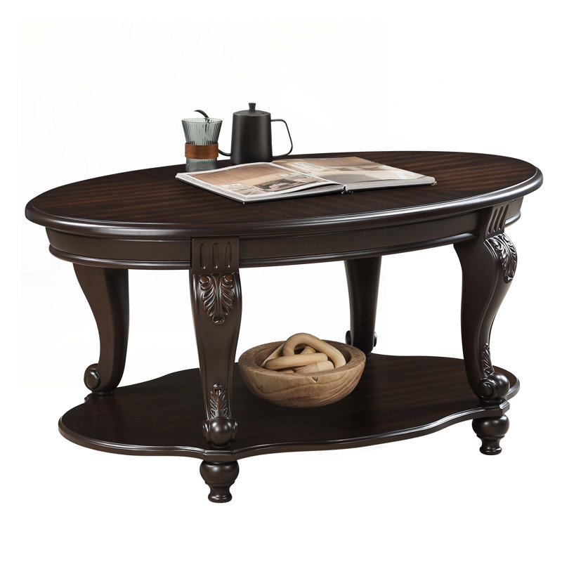 Ensemble de tables basses avec tablette en bois, Espresso, Espresso