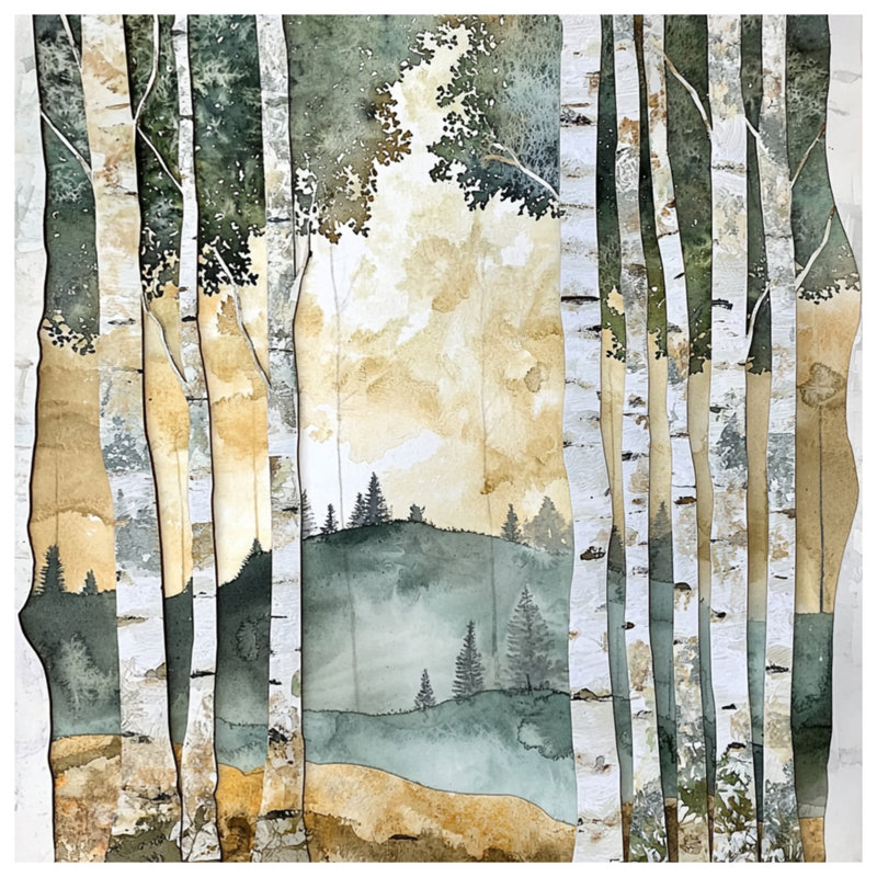 Birch Tree Forest Landscape Bath Mat, 34in W x 21in L