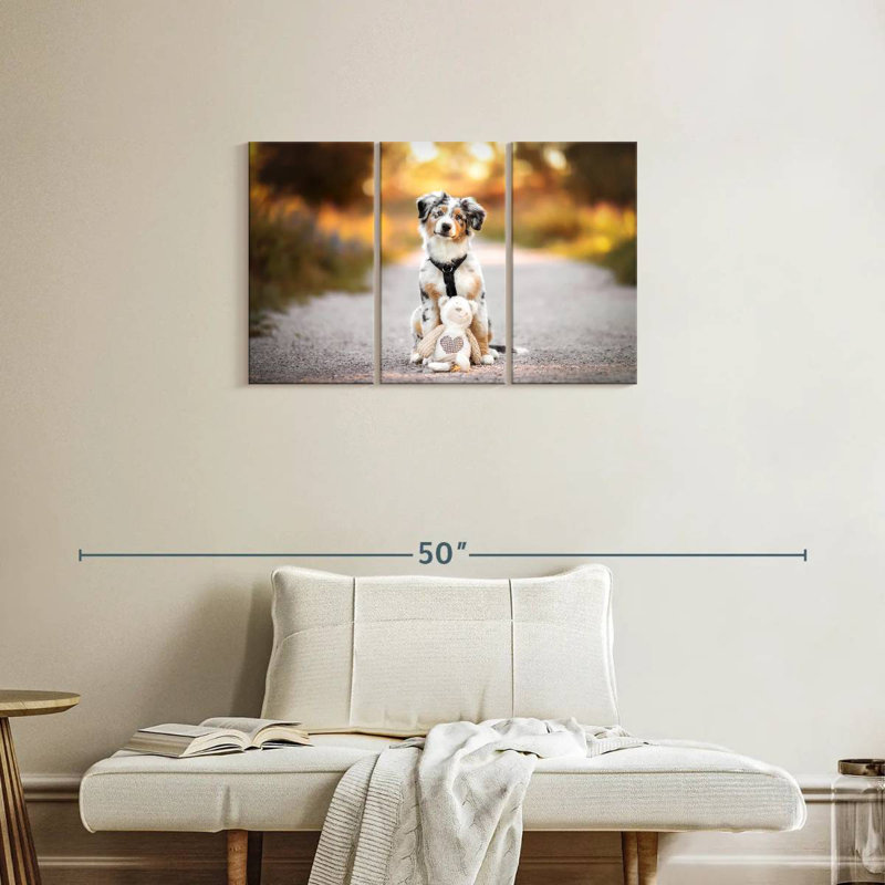 Dog With Teddy Bear, 20" H x 33" W