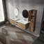 Meuble-lavabo mural avec lavabo et armoire latérale, 2 armoires combinées-1315816417
