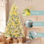 Arbre de Noël enneigé 6 pi, ensemble illuminé avec arbre, guirlande et couronne, arbre de Noël articulé artificiel avec lumières DEL colorées, 8 modes d'éclairage, pommes de pin, décoration des Fêtes pour la maison