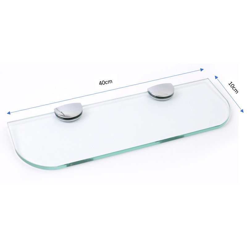 Fanni Glass Floating Shelf with Adjustable Shelves, Clear, 0.6cm H x 40cm W x 10cm D